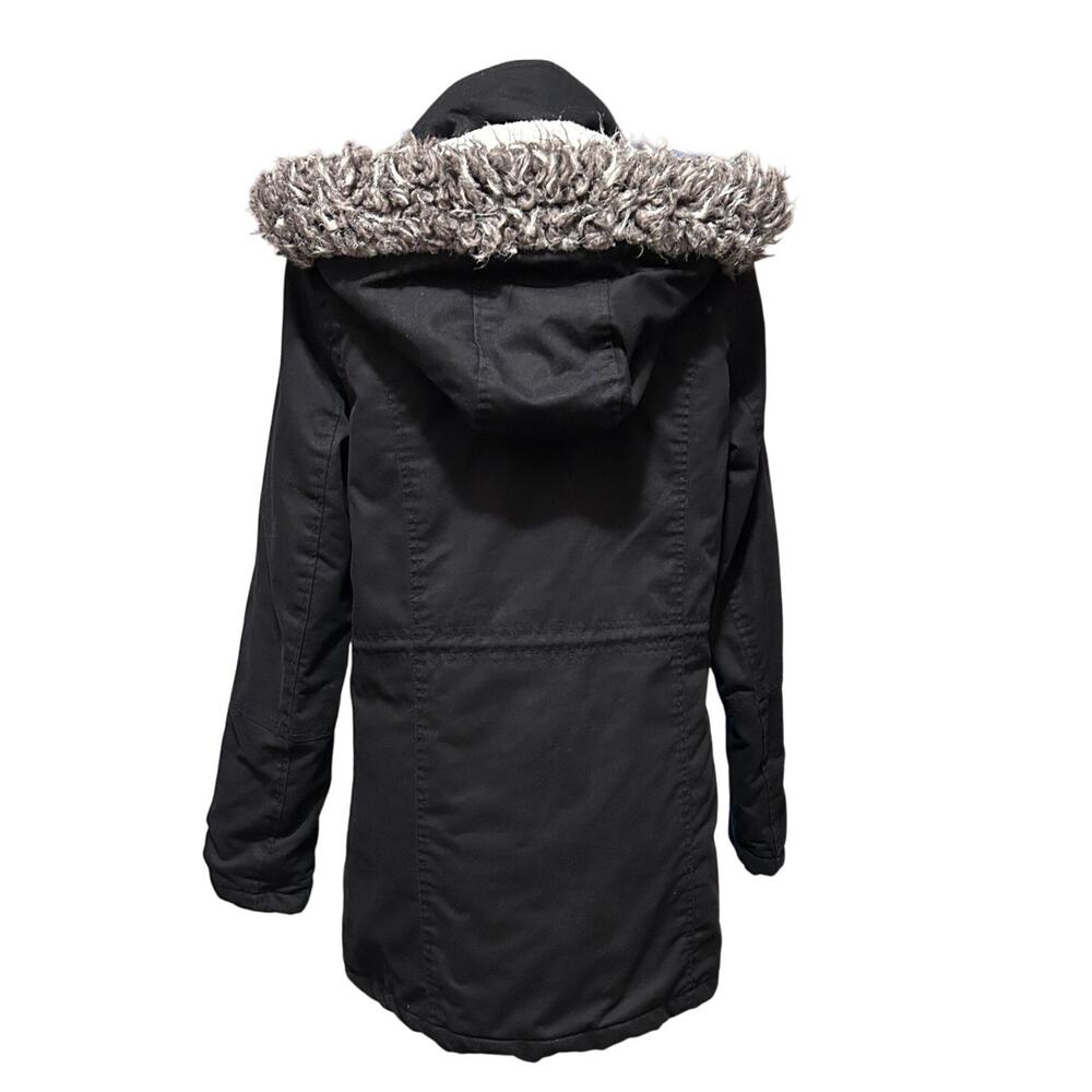 Glamisa Black Winter Coat Faux Fur Size Large - Picture 5 of 12
